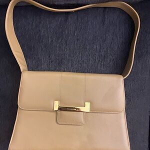 Jones of New York Tan Leather Shoulder Pocket Book